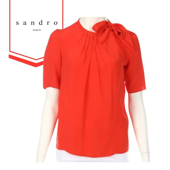 Sandro Silk Blouse with Side Tie Detail. Size Small (Designer size 1) - Picture 1 of 11